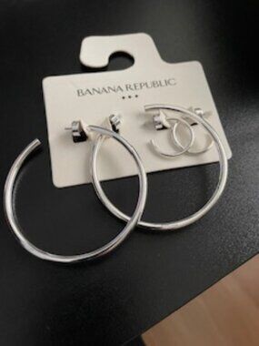 Banana Republic mini  and regular hoop earrings NWT / Silver